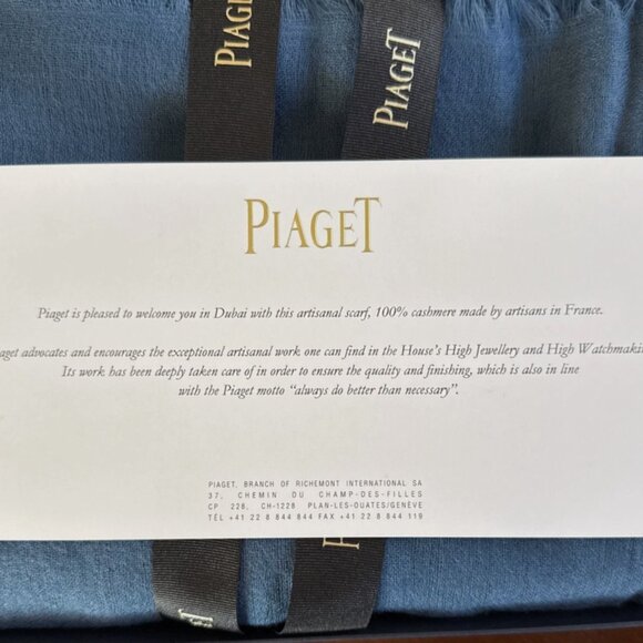 PIAGET EXCLUSIVE VIP GIFT CASHMERE SCARF MADE IN FRANCE BLUE. - Picture 6 of 7
